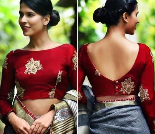 Deep back blouse designs latest, blouse neck designs