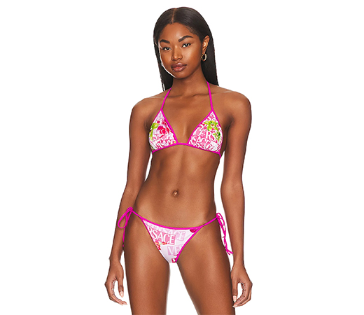 Vita Reciclata Stampa Orchid Bikini Top by Versace