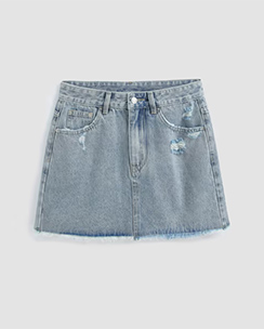 Cider Denim High Waist Ripped Mini Skirt