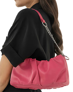 MIRAGGIO Irene Soft-Gathered Shoulder Bag for Women - Pink