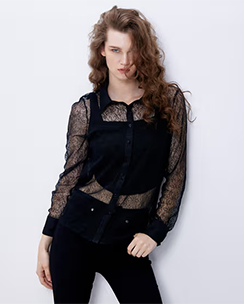 Cover Story Black Party Lace Shirt