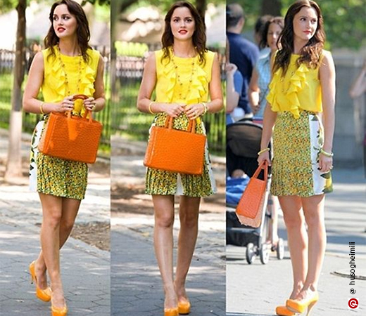 Leighton Meester as Blair Waldorf in a yellow dress