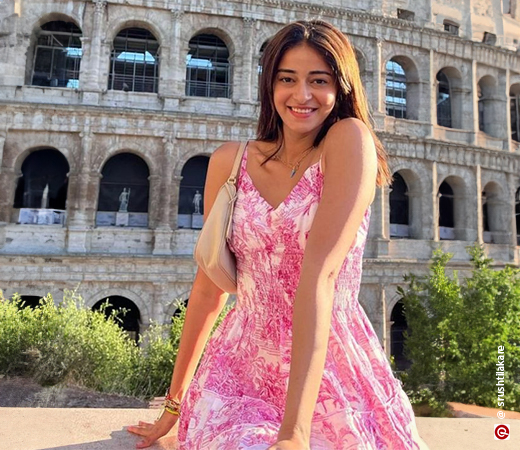 Ananya Panday wearing a pink floral dress