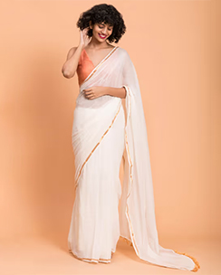 Suta Off-White & Gold Pure Cotton Handloom Saree Without Blouse
