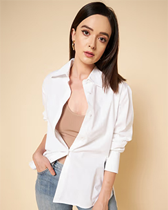 High Star Women White Cotton Poplin Oversized Shirt
