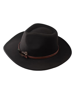 The Tie Hub Cowboy Solid Black Fedora Hat with Feather Belt
