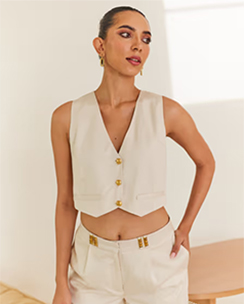 Urban Suburban Cream Vest with Golden Buttons
