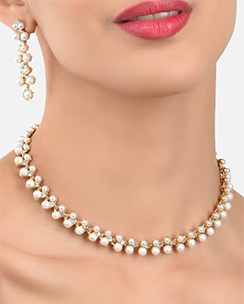 Zaveri Pearls Gold Contemporary Look Pearls Choker With Earrings (Set of 2)
