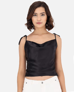 Trend Arrest Black Satin Party Top