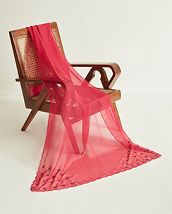 Ancestry Pink Organza Scallop Dupatta