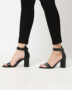 Twenty Dresses by Nykaa Fashion Black Textured Round Toe Block Heels
