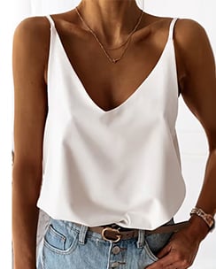 BAESIC Clothing V Neck Strappy Top -White

