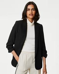 Marks & Spencer Black Ruched Sleeve Blazer
