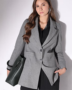 VERO MODA Grey Textured Blazer Coat
