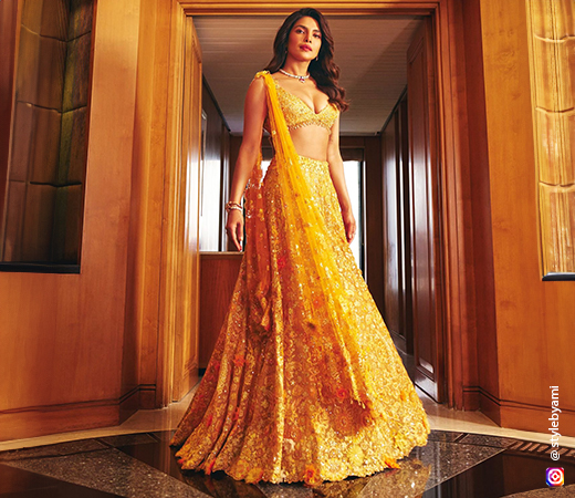 Priyanka Chopra in a yellow Lehnga