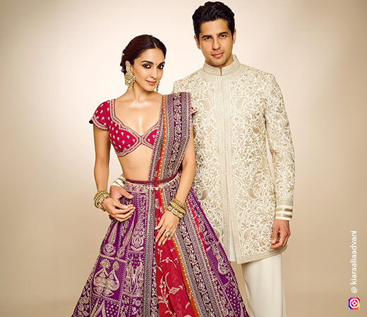 Kiara Advani in a pink and purple lehenga