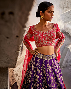 SWATHI VELDANDI Purple and Pink Lehenga Choli and Dupatta