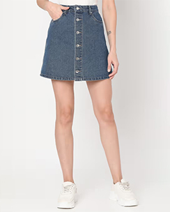 Vero Moda Blue Mid-Rise Denim Skirt
