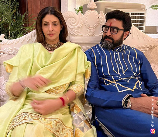 Shweta and Abhishek Bachchan in Indian wear