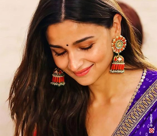 Alia Bhatt earrings green and orange earrings