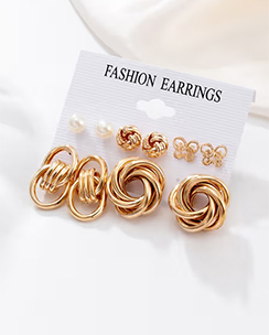 Jewels Galaxy Gold-Toned & 1 White Contemporary Studs Earrings