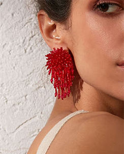 Pipa Bella by Nykaa Fashion Red Textured Drop Earrings
