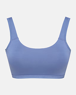 blue women’s padded athleisure bra
