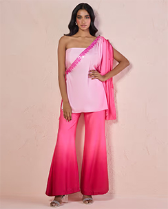 Pink Amore Ombre One Shoulder Co-Ord