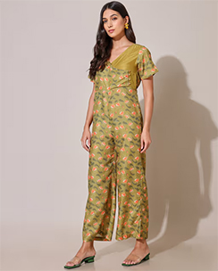 Jheel Green Printed Jumpsuit