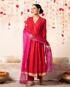 Red Sorbet Angrakha Kurta