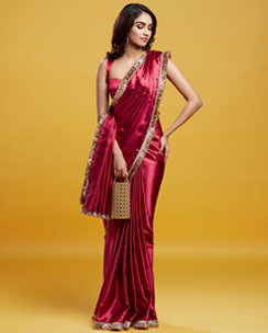 phatakaa red cocktail saree