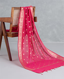 Pink Jacquard Chanderi Dupatta LIKDUP09