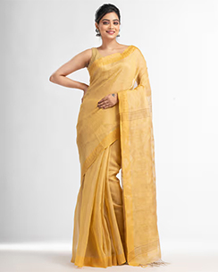 Angoshobha Temple Border Saree with Unstitched Blouse