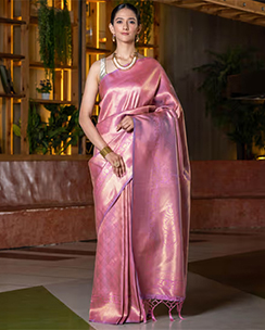 Beatitude Pink Kanjivaram Silk Blend Saree
