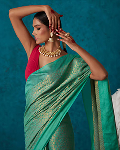 Likha Green Linen Woven Bhagalpuri Festive Zari Saree
