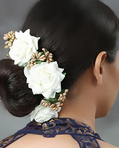 Priyaasi White Rose Gold Plated Bun Hair Accessories