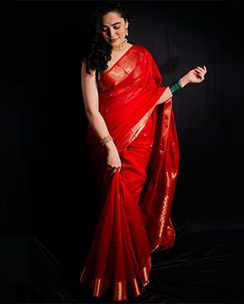  BEGUM BELIYA Regal Red & Gold Maheshwari Saree
