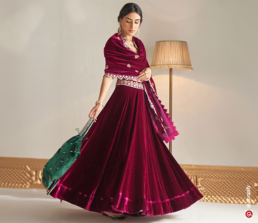 woman in a red lehenga